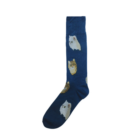 Angry Cat Blue Funky Socks